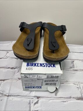 Birkenstock Kids Black Gizeh-Style Thong Sandals